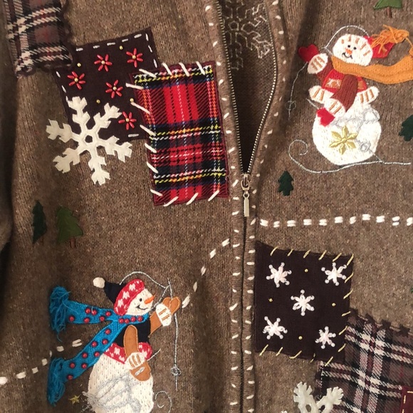 Woman’s VTG Y2k rare Christmas festive wool plaid blend patchwork jacket topper - Picture 11 of 11